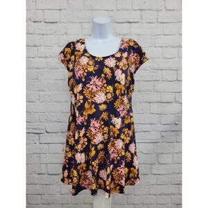 12R NAVY A375184 Denim & Co. Beach Scoop Neck Cap Sleeve Swim Dress